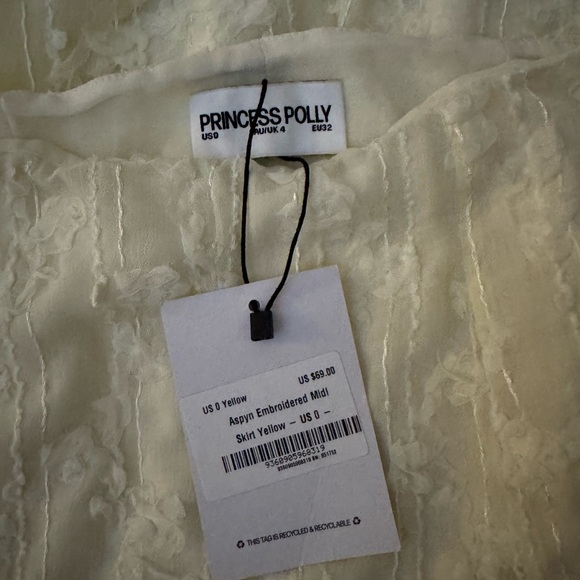 Princess Polly Yellow Midi Skirt with Textured Overlay - Picture 4 of 4